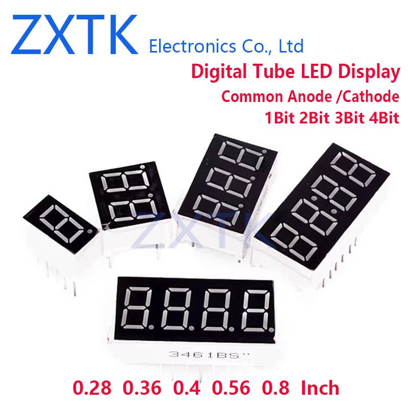 ใหม่ IC CHIP 5PCS 0.28 0.36 0.4 0.56 0.8 นิ้วหลอดดิจิตอลจอแสดงผล LED สีแดง Common Anode /Cathode สีแ