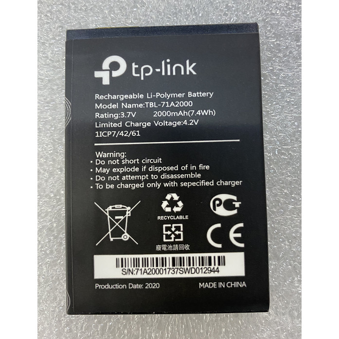 เหมาะสําหรับ General Union/neffos TP-LINK TL-TR861 TBL-71A2000 แบตเตอรี่ความจุเท้า