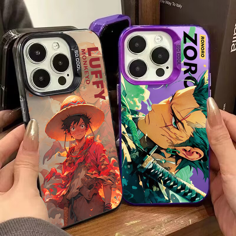 ปลอกสําหรับiphone 15 Pro Max 11 13 14 12 Pro 7 8 Plus XS Max X XRการ์ตูนOne Piece Angry Luffy Zoro IMDหรูหราMatte Hardกันกระแทก