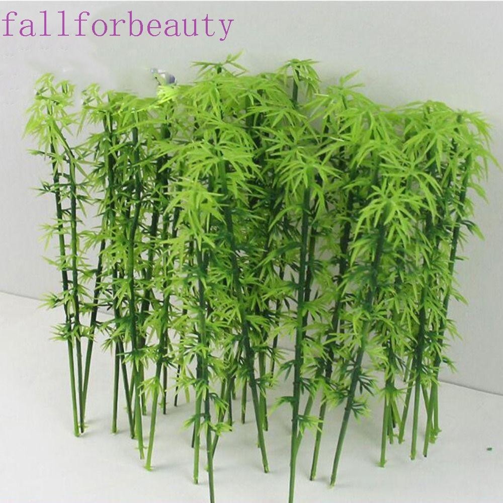 Fallforbeauty 10 ชิ้นต้นไม้ไม้ไผ่ขนาดเล็ก,ภูมิทัศน์ไมโครประดิษฐ์ขนาดเล็ก,DIYจําลองนํากลับมาใช้ใหม่ปลอมจําลองพืชสีเขียวของเล่นอาคาร
