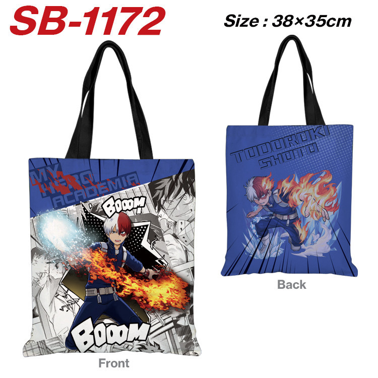 My Hero Academia Canvas การพิมพ์สองด้านกระเป๋าสะพายไหล่เดียวแบบสบาย ๆ นักเรียนการ์ตูนน่ารักกระเป๋าช้อปปิ้ง