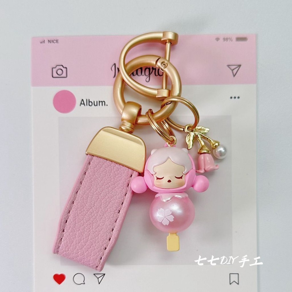 Pop Mart Cherry Blossom Sweetheart พวงกุญแจรถเม็ดน่ารัก SP Sweet Bean DIMOO Crying Baby MOLLY จี้ขนา