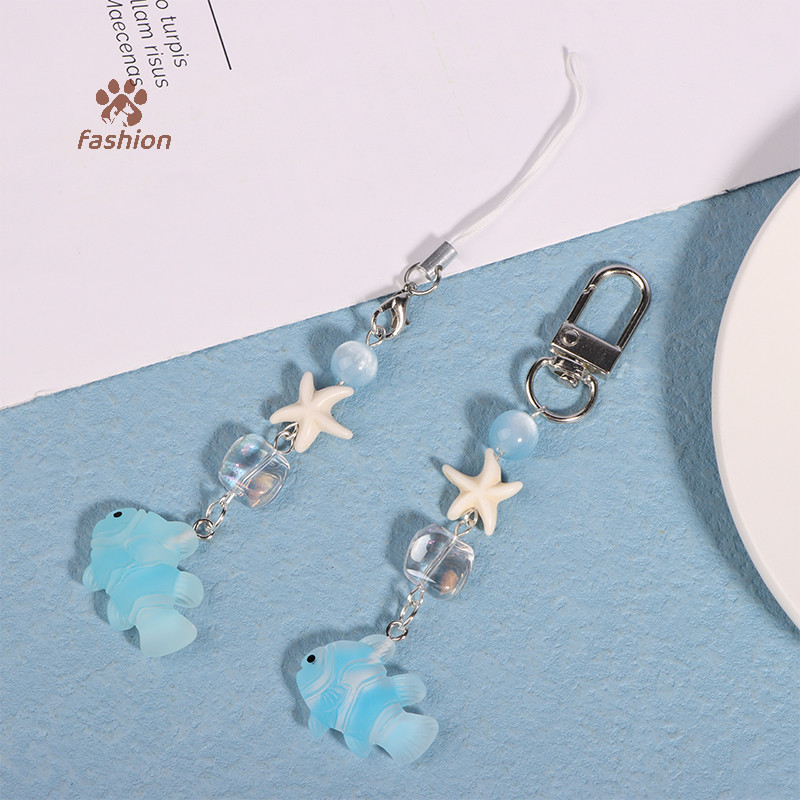 [แฟชั่น] Y2k Blue Sea Fish ปลาดาวโทรศัพท์ Ch จี้น่ารักลูกปัด Handmade Sweet Girl พวงกุญแจสําหรับกระเป๋ากล้องแขวน {TH}