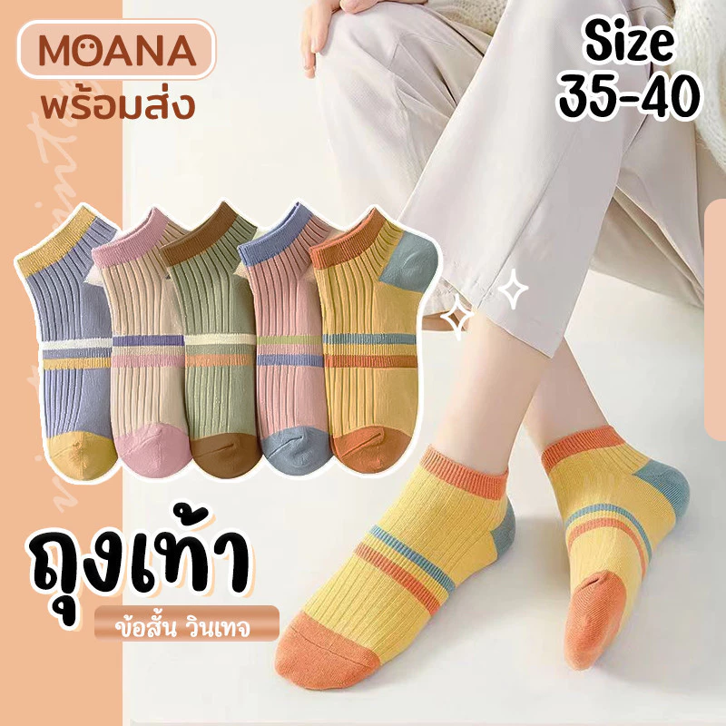 พร้อมส่ง : ถุงเท้า 5 คู่ ข้อสั้น ลายวินเทจ ไล่โทน สวยน่ารัก สดใส ใส่ได้ทุกวัน เนื้อผ้านุ่ม แฟชั่น