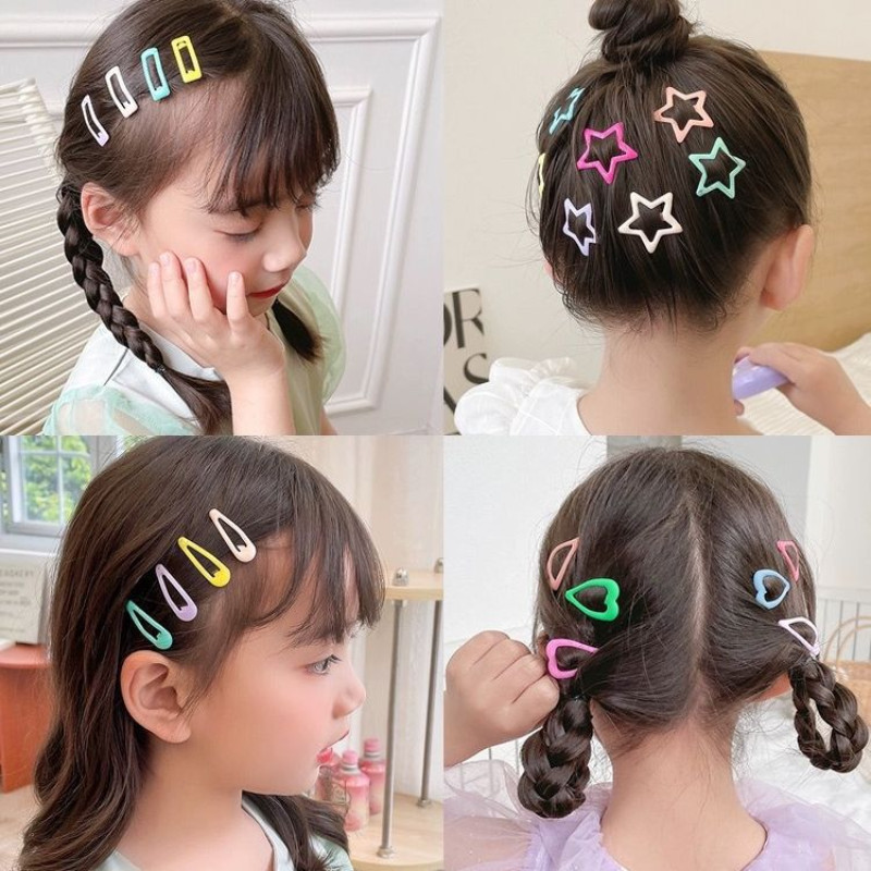 กิ๊บติดผมรูปดาว 10 ชิ้นสําหรับเด็ก Dopamine กิ๊บติดผมลายการ์ตูนเรียบง่าย