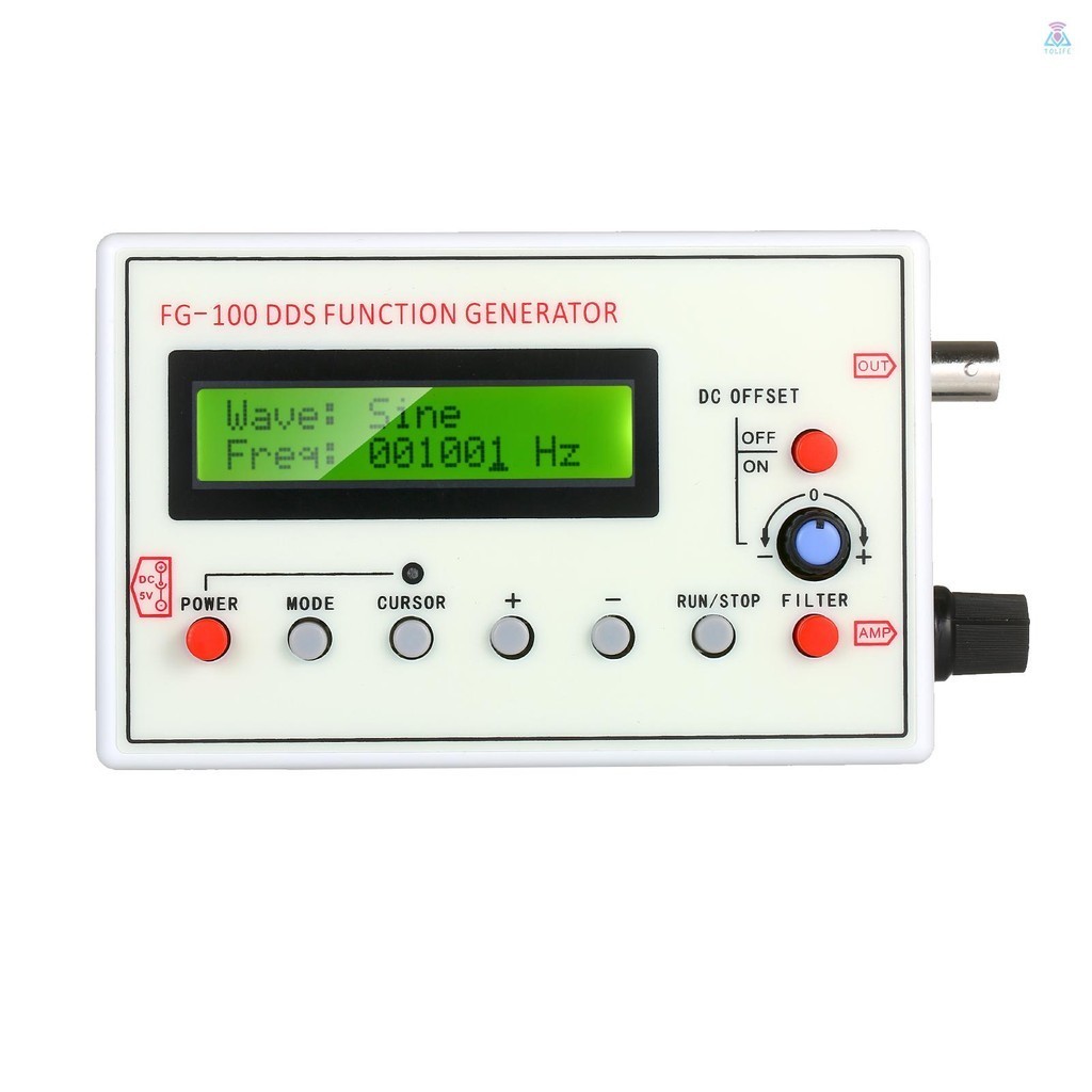 1hz-500khz FG-100 DDS ฟังก์ชั่นสัญญาณเครื่องกําเนิดไฟฟ้า Sine สามเหลี่ยมสแควร์ฟันเลื่อย ECG Noise Output ความถี่สัญญาณโมดูลความถี่เคาน์เตอร์