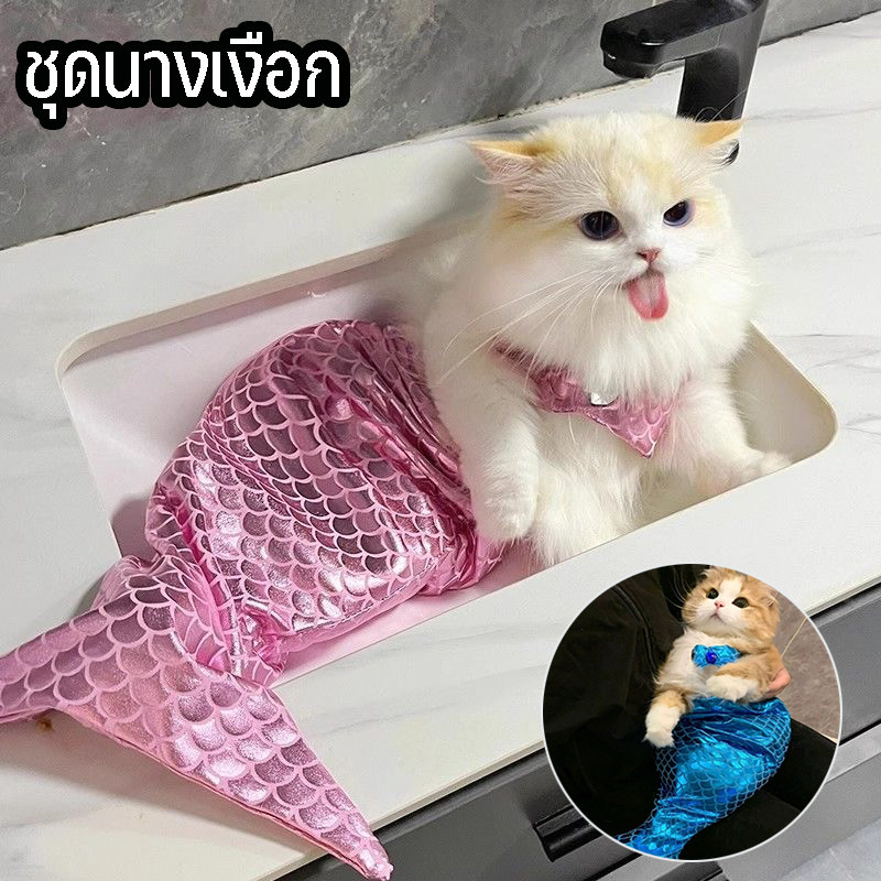 COD ชุดนางเงือก ชุดแมว แมว เสื้อผ้าน่ารัก ปลอกคอ สไตล์แมว สัตว์เลี้ยง