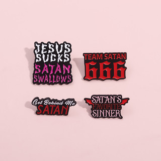 พังก์ซาตานข้อความเข็มกลัดหมุดตลกทีมซาตาน666เข็มกลัดป้ายโลหะก…