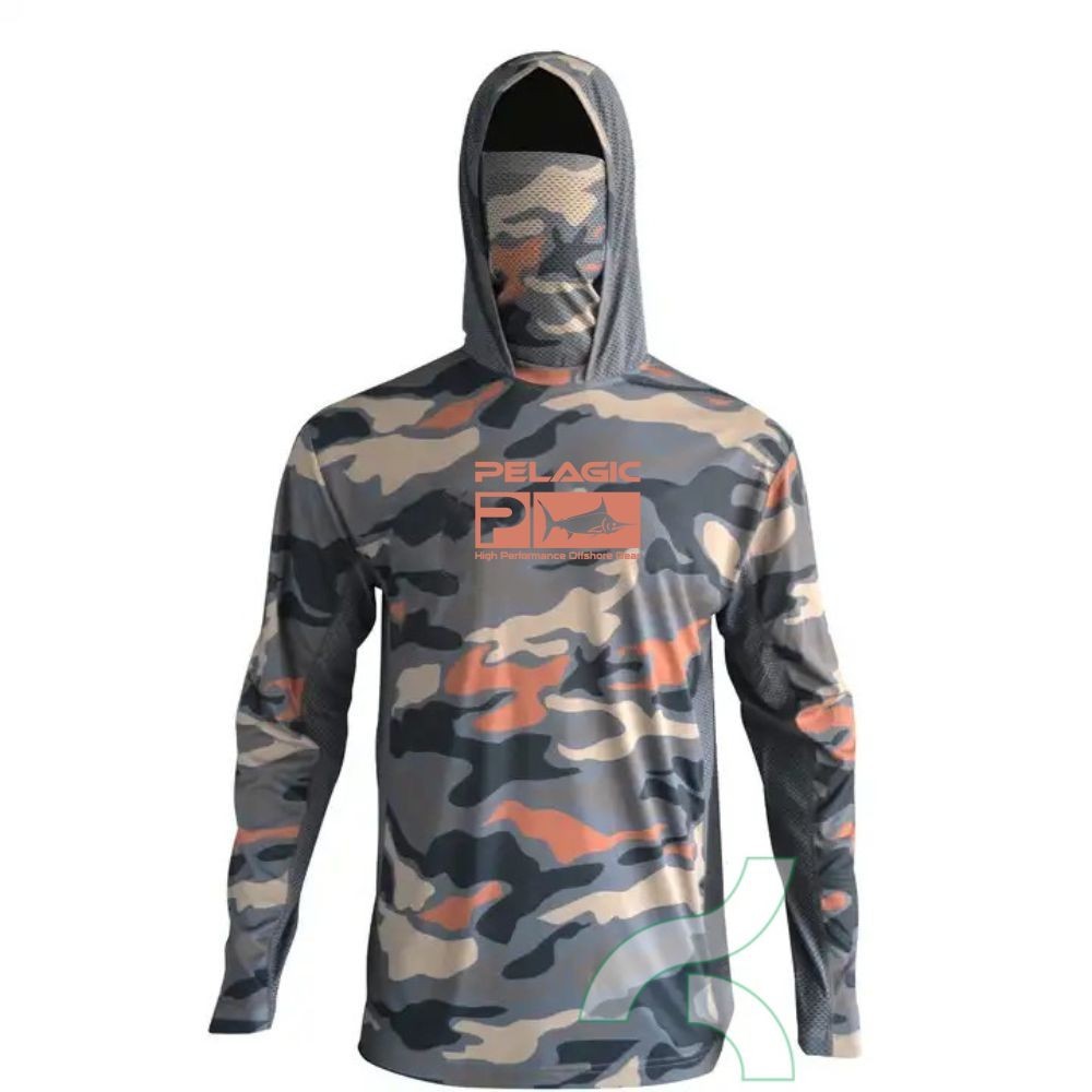 เสื้อตกปลารุ่นใหม่ PELAGIC ปี 2026 แขนยาวพร้อมฮู้ดและมัสก์.UPF 50 กันแดด แห้งไว สำหรับวิถีการตกปลาที่สะดวกสบาย