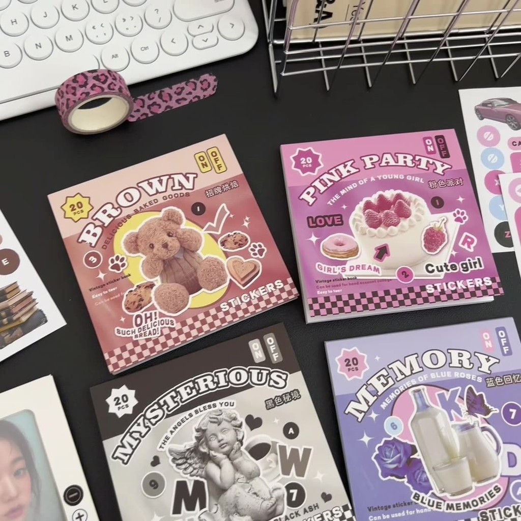 Journamm 20 ชิ้น/แพ็ค INS สติกเกอร์วินเทจหนังสือ Collage Scrapbooking วัสดุตกแต่ง Junk Journal เครื่องเขียนความงาม DIY สติกเกอร์