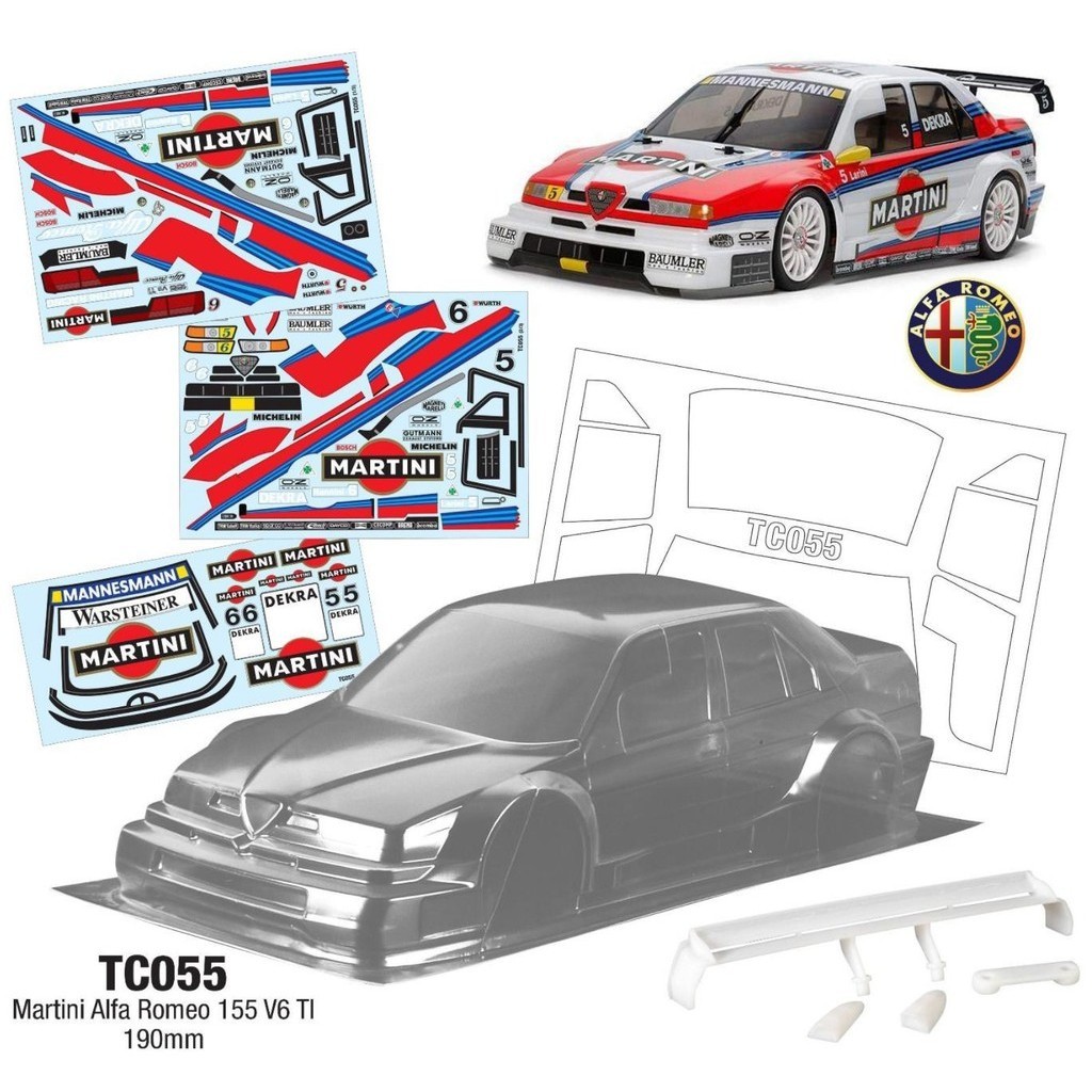 1/10 Electric Room Flat Running Drift Car Shell Alpha ROMEO ALFA ROMEO 155 Martini Car Shell