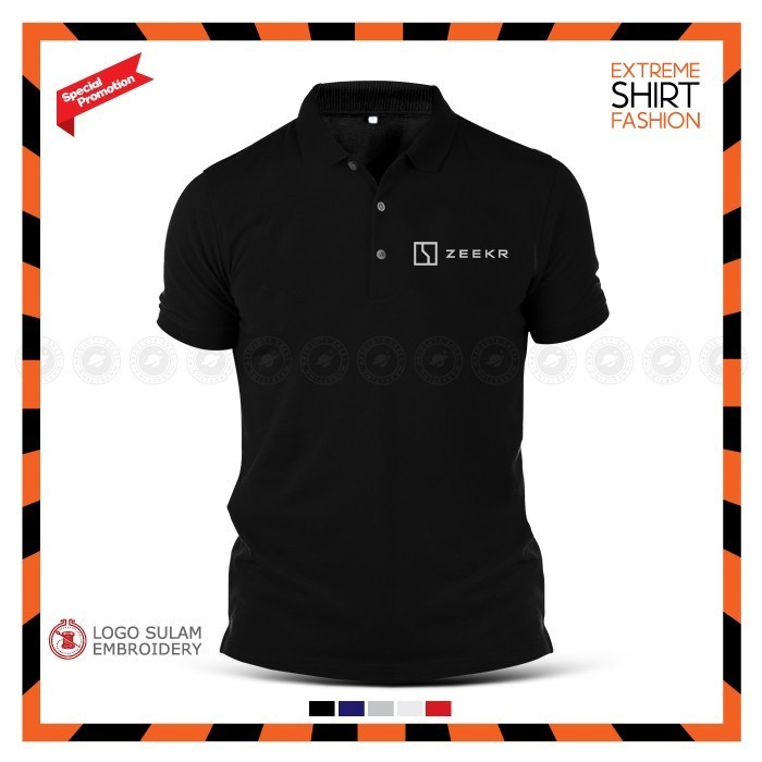Polo Tee เสื้อผ้าฝ้าย ZEEKR EV รถยนต์ไฟฟ้า ZEEKR X 009 SUV ไฟฟ้า Baju เสื้อยืด Lelaki ผู้ชายโลโก้ Sulam
