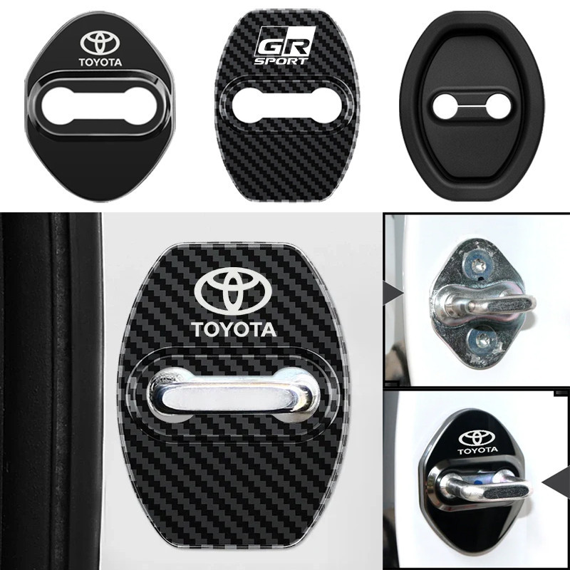 4 ชิ้น Toyota ที่ล็อคประตูรถ ฝาครอบป้องกัน รถประตูล็อคกรณีประตูล็อคอุปกรณ์เสริมสําหรับ สำหรับ Vellfire Vios Avanza Raize Rush Veloz Fortuner Yaris Ativ Alphard Hilux Camry Innova Corolla Cross