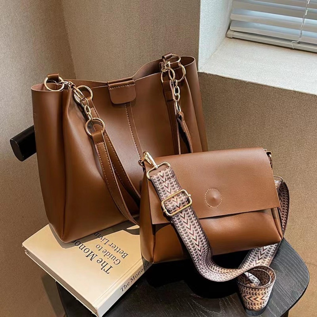 【พร้อมส่ง】miss bag fashion1 กระเป๋าแฟชั่นกระเป๋าสะพายไหล่ กระเป๋าคล้องไหล่ผู้หญิง แพ็ค 2 ชิ้น