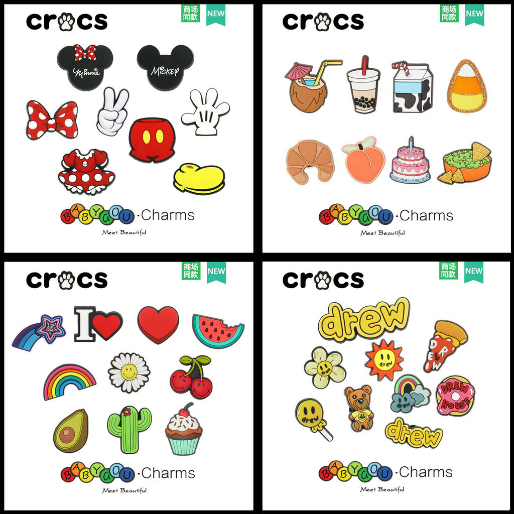 ร้อน 32 ชุดรองเท้าแตะจระเข้และหัวเข็มขัดรองเท้า Crocs Jibbitz Charms DIY ตกแต่งหัวเข็มขัด Pvc