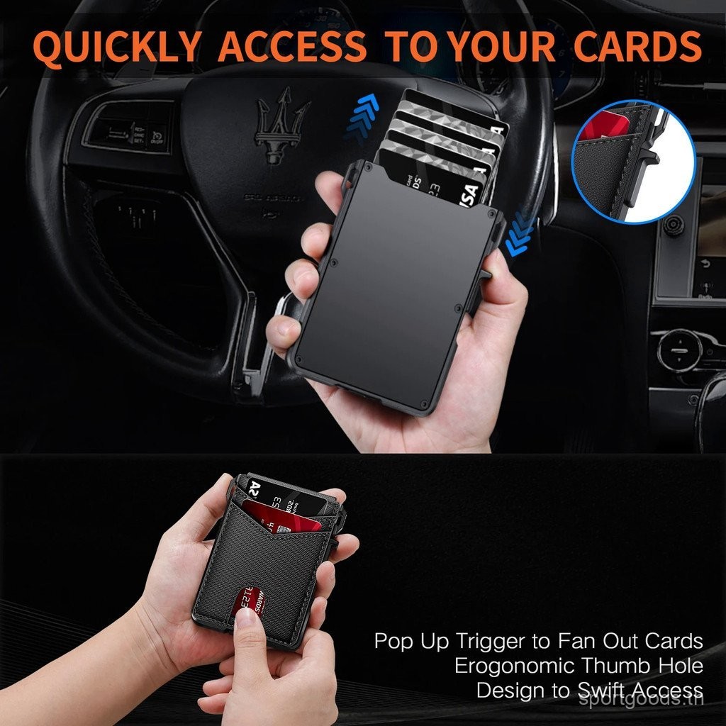 บุรุษกระเป๋าสตางค์ยุทธวิธีพับกระเป๋าสตางค์สำหรับผู้ชายโลหะ RFID ปิดกั้นอลูมิเนียมผู้ถือบัตรเงิน, Minimalist บุรุษกระเป๋าสตางค์พร้อมกล่องของขวัญ