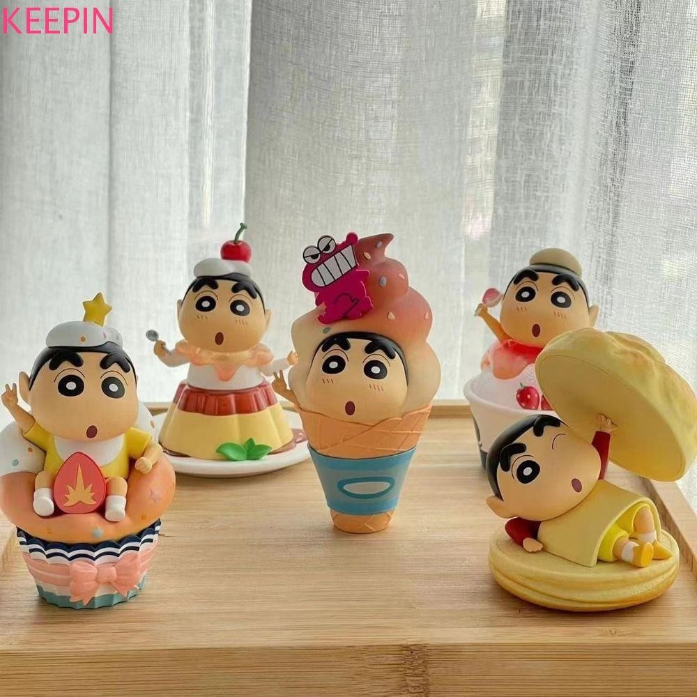 Keepin Crayon Shin-Chan ตัวเลข, Snack Time ของเล่น Nohara Shinnosuke รูป, เครื่องประดับอะนิเมะอุปกรณ์ต่อพ่วง PVC ตุ๊กตาขนมหวานของเล่นเด็ก