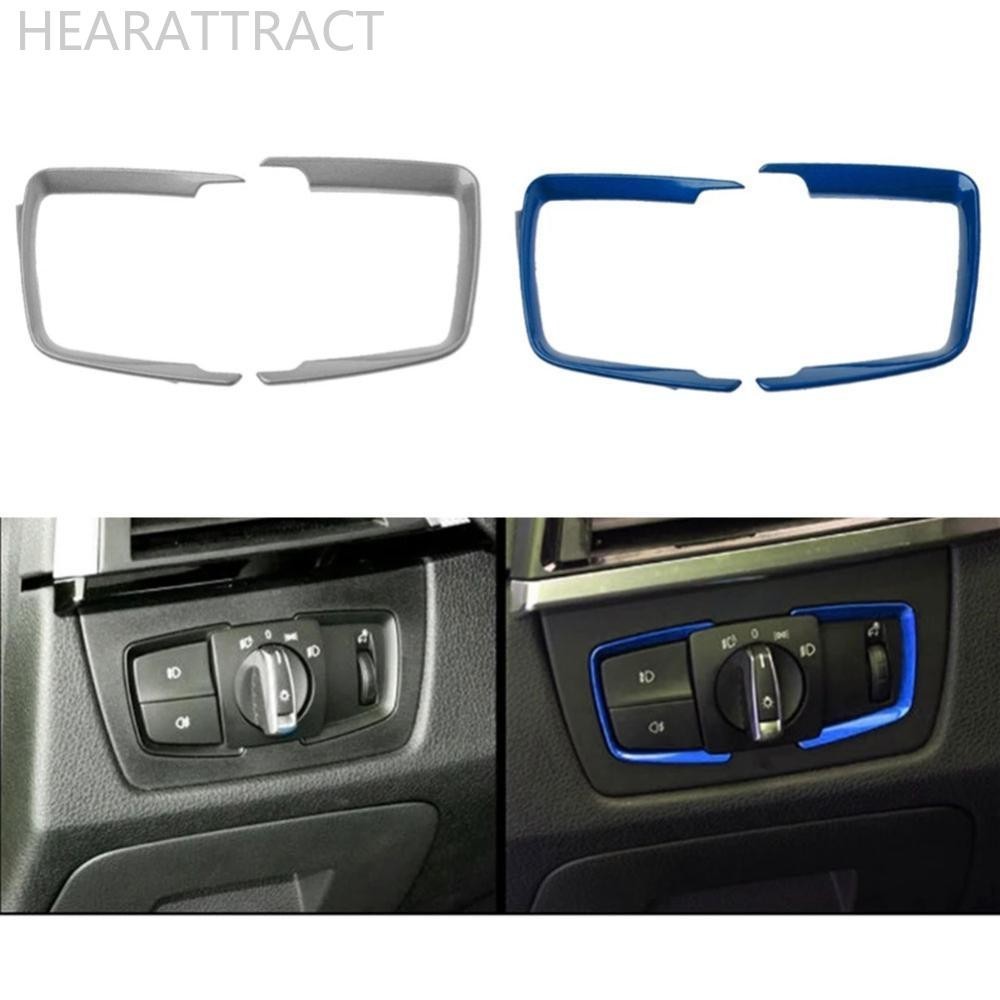 Hearattract 2 ชิ้นภายในรถไฟหน้าสวิทช์กรอบ Trim ปรับสติกเกอร์ ABS สําหรับ BMW F30 F31 F32 F34 3 4 อุปกรณ์จัดแต่งทรงผม E6S2