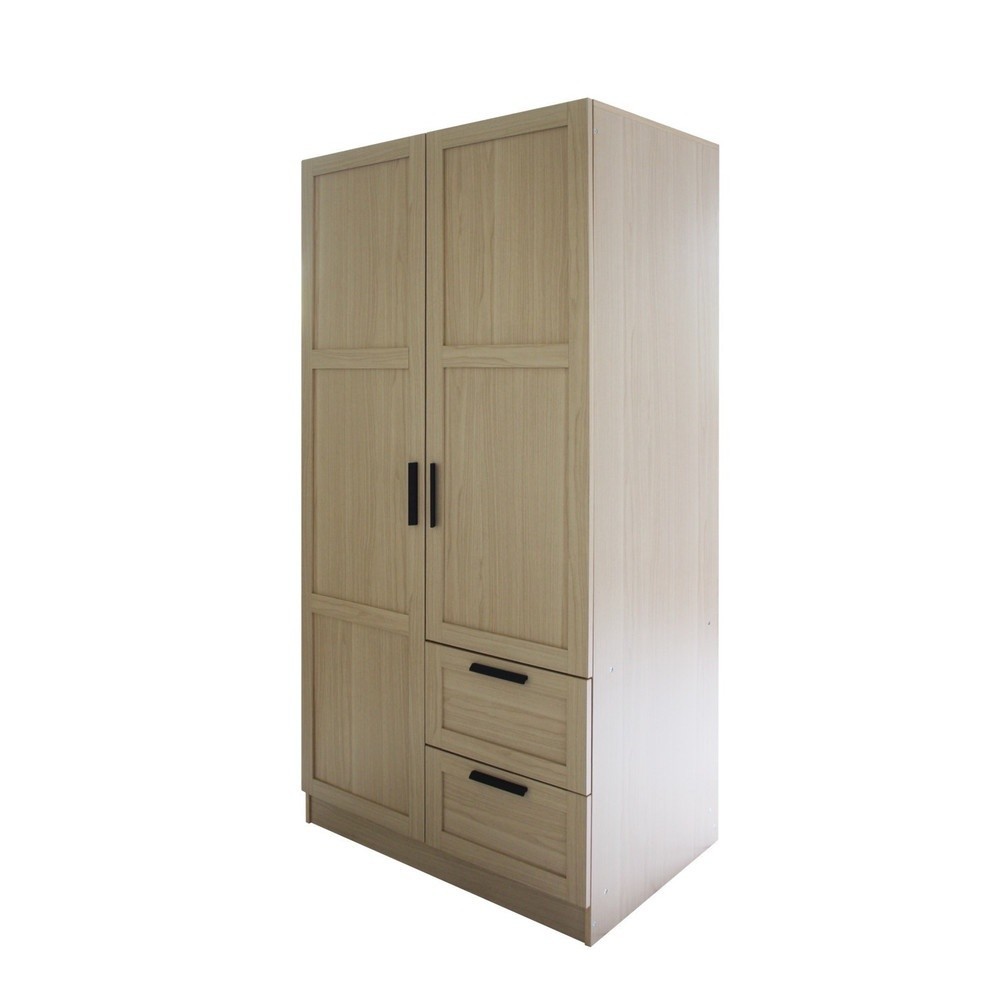 GlobalHouse DELICATO ตู้เสื้อผ้า 3 ฟุต 2 ลิ้นชัก รุ่นอแมนด้า  ขนาด 90x56x179 ซม. สีบีช สินค้าของแท้คุณภาพดี - รูปที่ 4