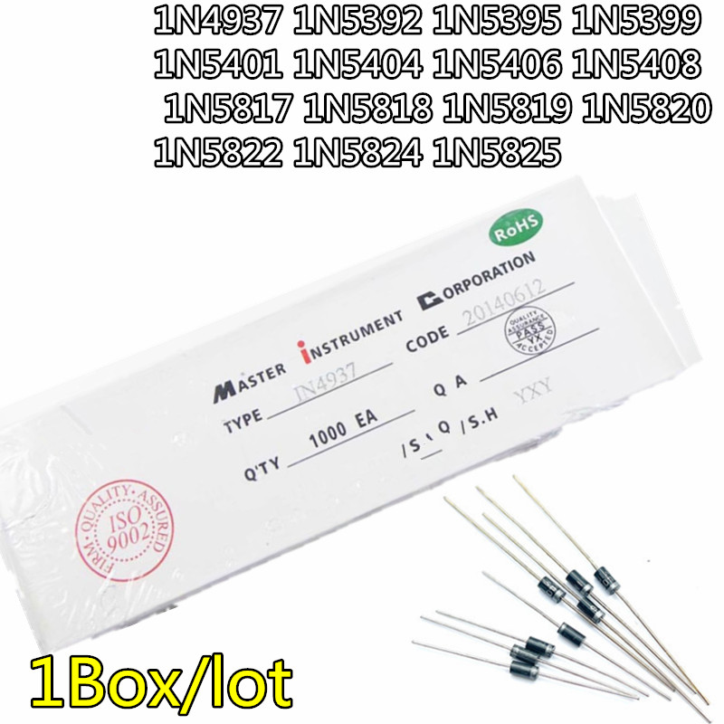 1 กล่อง 1N4937 1N5392 1N5395 1N5399 1N5401 1N5404 1N5406 1N5408 1N5817 1N5818 1N5819 1N5820 1N582N58