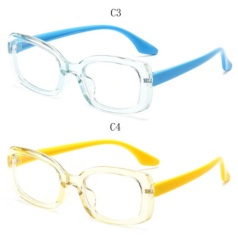 สินค้าพร้อมNew Childrens Anti-blue Silicone Light Flat Mirror Fashion Learning Game Goggles Square Frame Kids Glasses