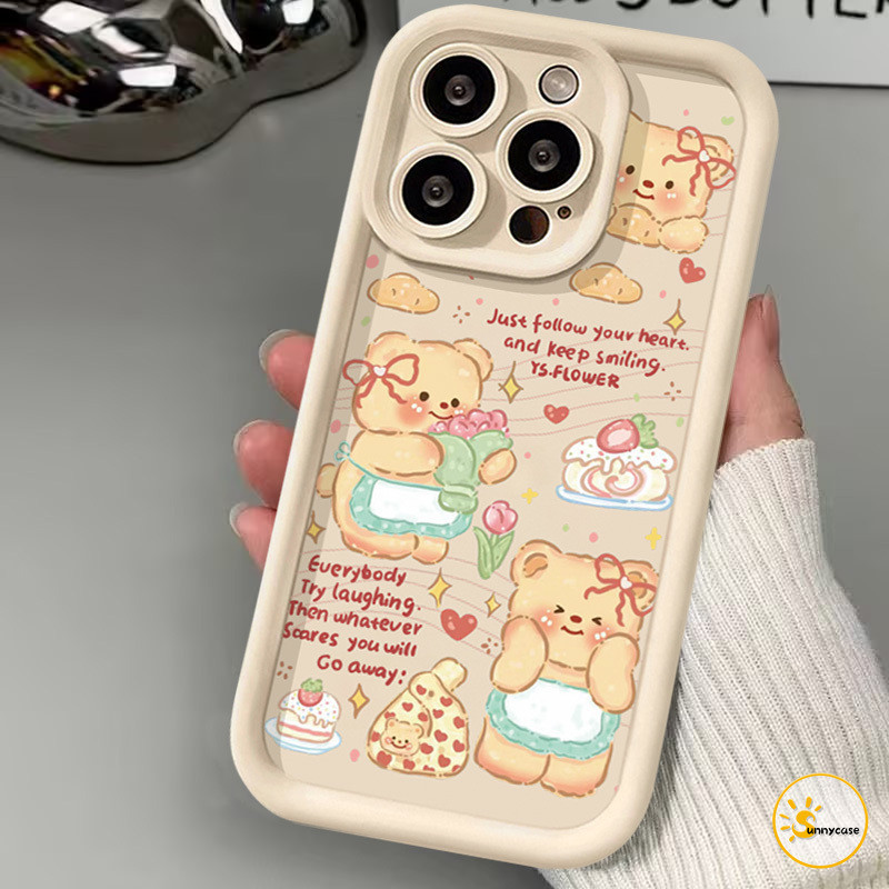 เคสนิ่มลายหมีเนยน่ารักสำหรับเค้ก OPPO A15 A17 A7 A38 A16 A54 A17K A57 A12 A77 A58 A18 A53 A3s Reno 5F 8T