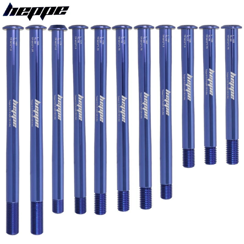 Heppe Ultra Light Thru เพลา MTB จักรยานเสือหมอบส้อมด้านหน้า 12x100 12x110 ด้านหลัง Hub Thru เพลา 12x142 12x148 สีฟ้า Thru เพลา P1.0/1.5/1.75