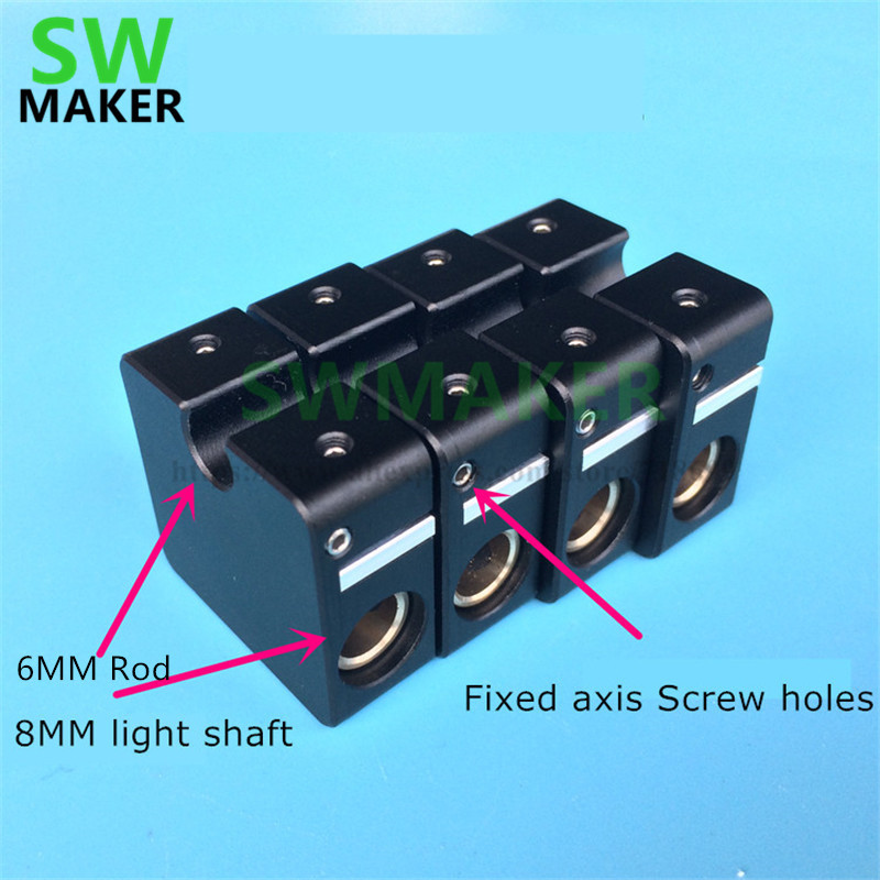 4pcs UM2 aluminum cross slider + synchronous belt buckle for 6MM rod UM2 3D printer parts black/silv