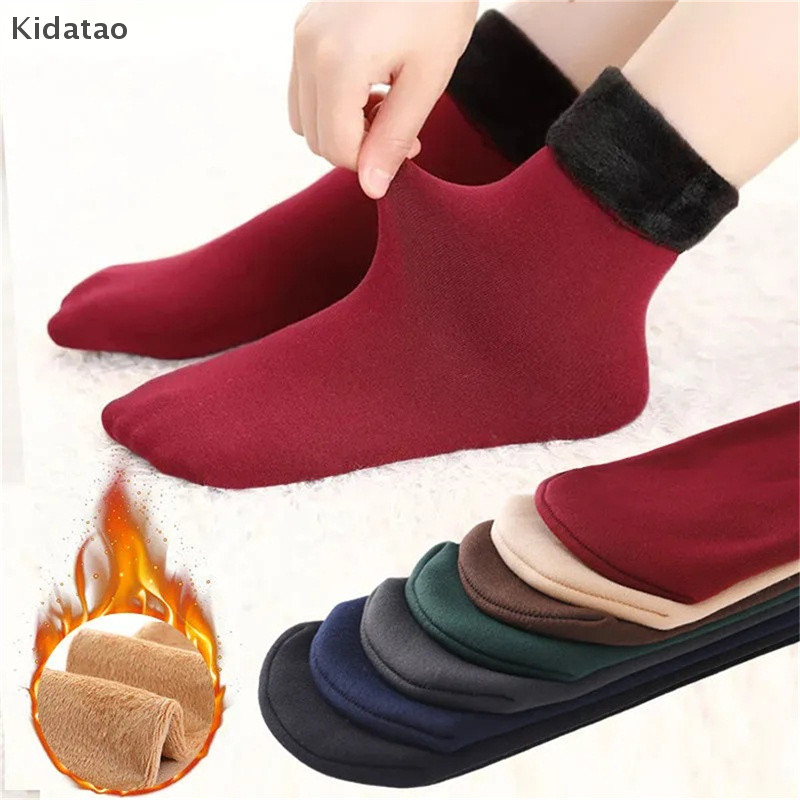 Kidatao ฤดูหนาว Warm Thicken ถุงเท้าความร้อนถุงเท้าไม่มีรอยต่อ Plus กํามะหยี่ถุงเท้านอนใหม่