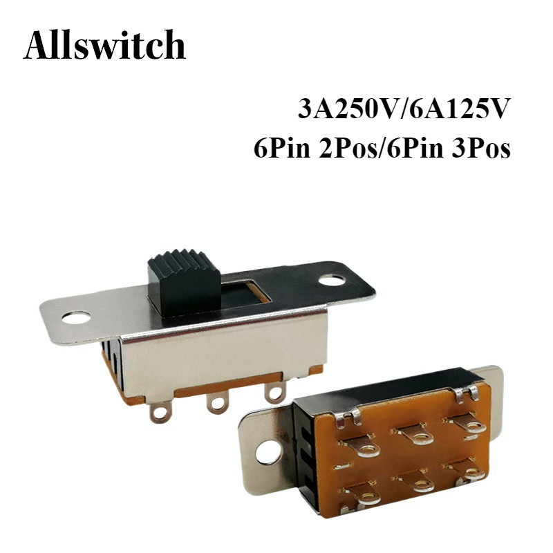 5/2 ชิ้น 6Pin Toggle สวิทช์ 2 ตําแหน่ง/3 ตําแหน่ง ON-OFF 2P3T PCB แผงสไลด์แผงสวิทช์ Mount แนวตั้งสไลด์สวิทช์ 6 ขา High Current 3A 250V