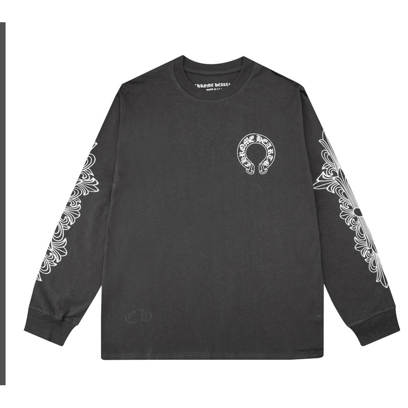 สูง ถนน เส้นด้ายคู่ผ้าฝ้ายแท้ผู้ชายและผู้หญิงพิมพ์เรียบง่ายตัวอักษรสโลแกนเสื้อยืดแขนยาว