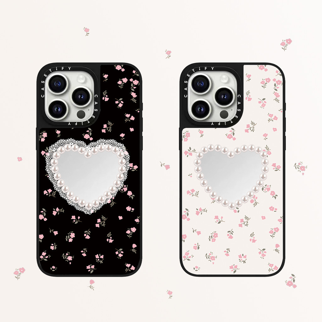 Pearl Love INS ดอกไม้ Hard Mirror เคสโทรศัพท์สําหรับ IPhone 15 ProMax 15Pro 15 14 13 12 11 Pro Max กรณีห่อกันกระแทก Matte frosted ด้านหลังอะคริลิค