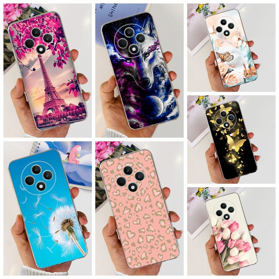เคส Oppo Reno 12F 5G CPH2637 โปร่งใสดอกไม้ความงามน่ารัก Cat Boy Soft Cover Oppo Reno12 F เคสโทรศัพท์