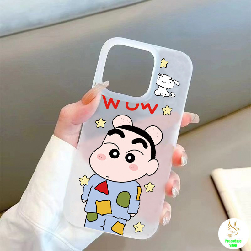 COD-ในไทย เคส เครยอนชินจัง น่ารัก หัวของฉันบวมหลังจากถูกทุบตี สำหรับiPhone 7 8 X 11 12 13 14 15TPUโปร่งใส น้ำค้างแข็งเคส