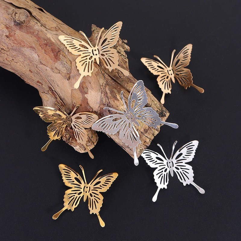 5/10pc โลหะ Hollow Out ผีเสื้อ Charms จี้เงินทอง DIY Jeelery ต่างหูทําการตั้งค่าเครื่องประดับ DIY ส่วนประกอบ