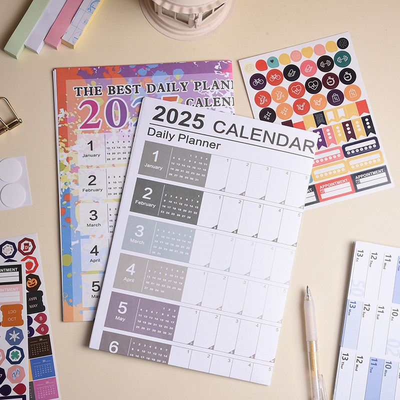 2025 ปฏิทิน Planner แผ่นปฏิทินผนังขนาดใหญ่ Kawaii To Do List Yearly Planner Target List Schedule Org