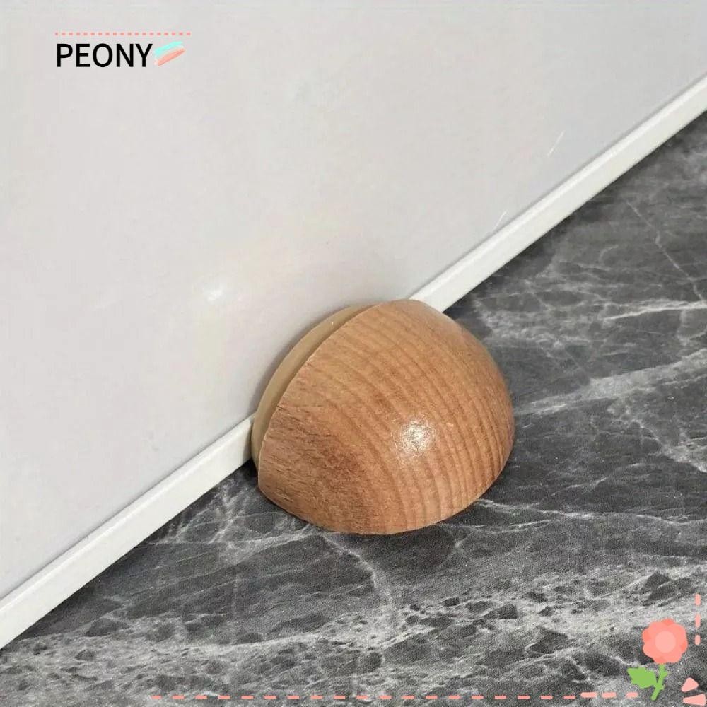Peonypavilion อุปกรณ์ปิดกั้นประตู, Punch-free Nail-free Door Stopper, Noise Solid Wooden Wall Protectors Doorstop