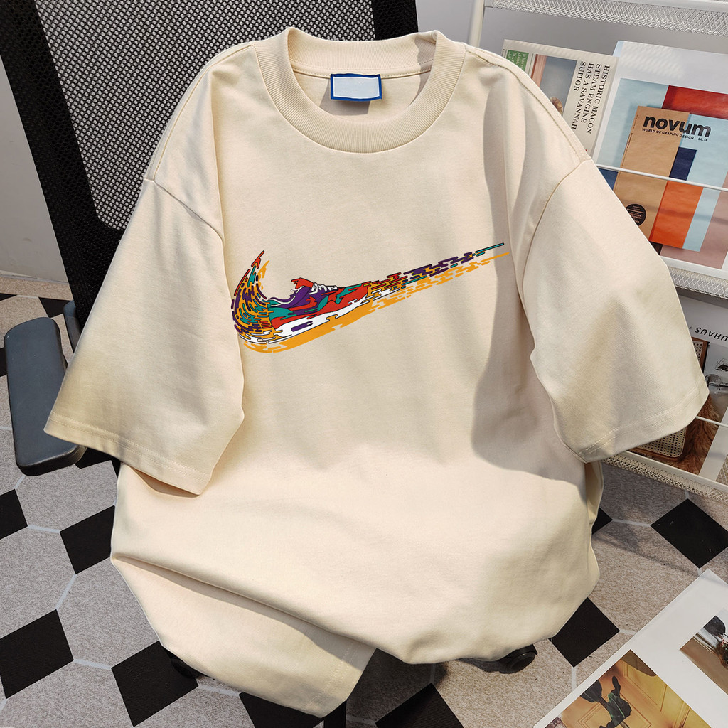 TIHIK เสื้อยืดคอกลม เสื้อยืด oversize ผ้าฝ้าย100 แฟชั่น วินเทจ ไซซ์ S-2XL T2014