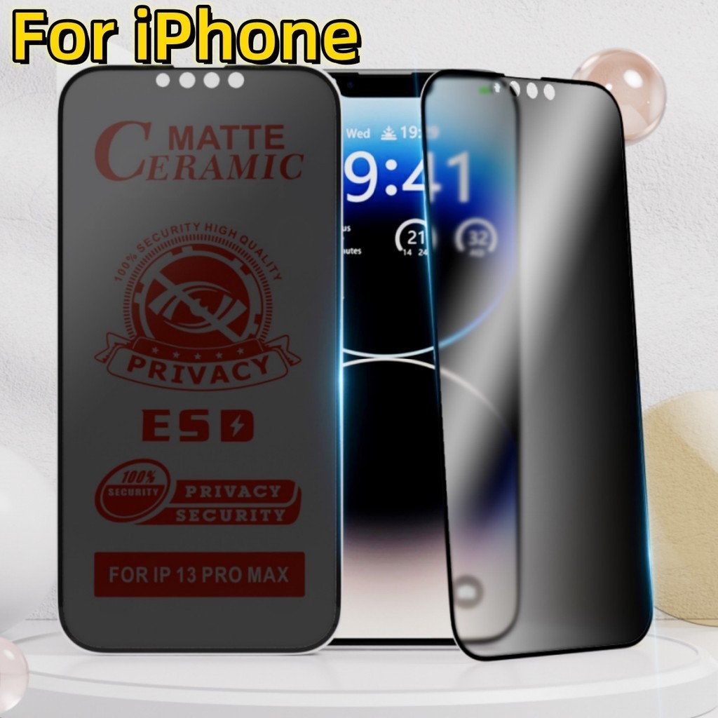 Anti-Spy แบบด้านเต็มจอฟิล์มเซรามิกส์ for iPhone 11 13 16 15 12 14 Pro Max 16 15 14 7 8 6 Plus X XS XR XS Max SEฟิล์มนุ่ม