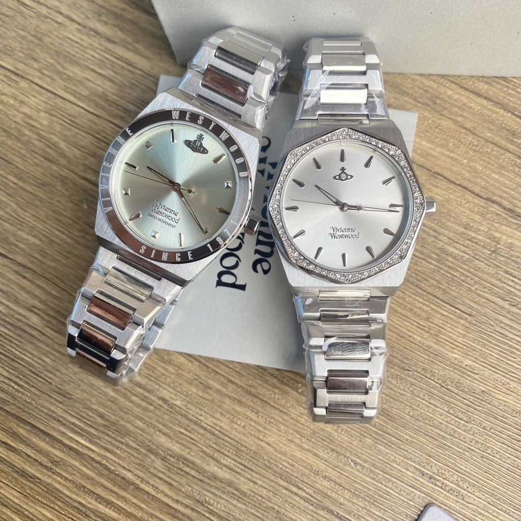 Vivienne westwood White Moon Aperture Diamond Watch 34MM Box