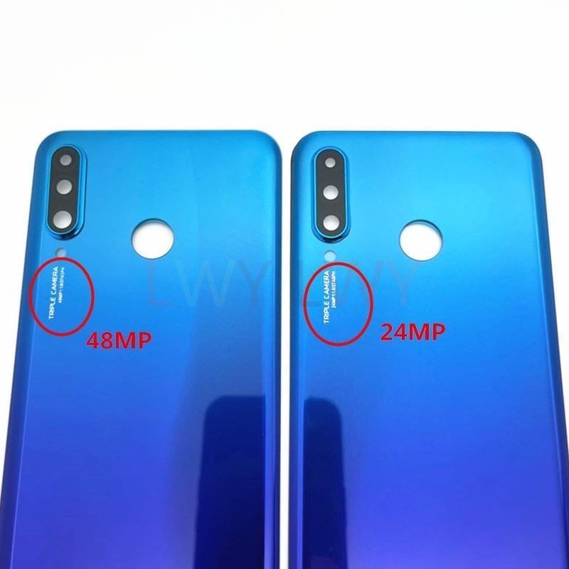 ใหม่สําหรับ Huawei P30 Lite Nova 4e กระจกฝาหลังแบตเตอรี่ด้านหลังประตูกรณีพร้อมอะไหล่ซ่อมเลนส์กล้อง