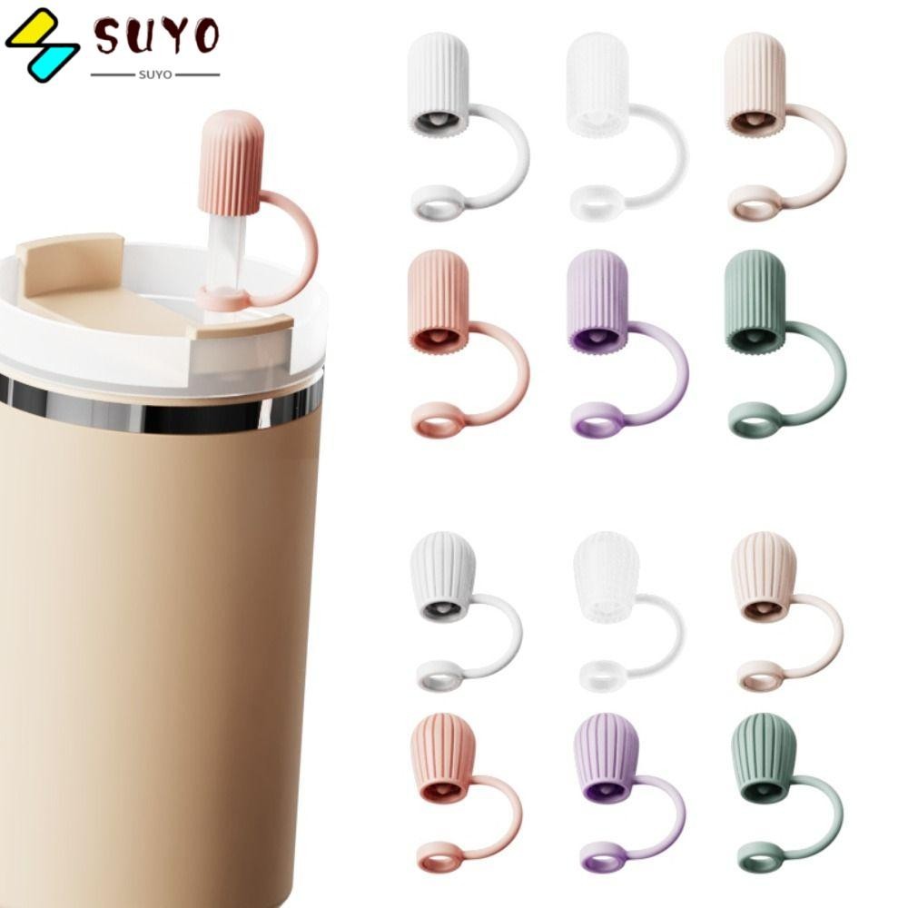 Suyo Straw Topper, Dust Reusable Straw Cover Cap, 8-12MM Universal Tumbler Accessories Spill Leak Stopper Silicone Straw Tips Cover for Cup