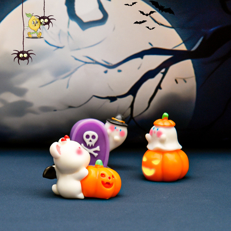 [mozh] เครื่องประดับฮาโลวีนการ์ตูนฟักทองผีหุ่นไมโครภูมิทัศน์ภายในรถตกแต่งเดสก์ท็อปที่บ้าน [TH]