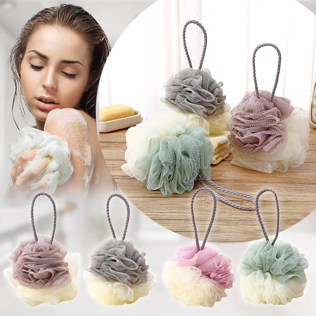 เชือกฝ้าย Rich Bubbles Net - ดอกไม้อาบน้ําธรรมดา Soft Home - ลูกบอลอาบน้ําขนาดใหญ่สีคู่ - พัฟอาบน้ําทําความสะอาดตาข่ายขนาดใหญ่ - ครีมขัดผิว