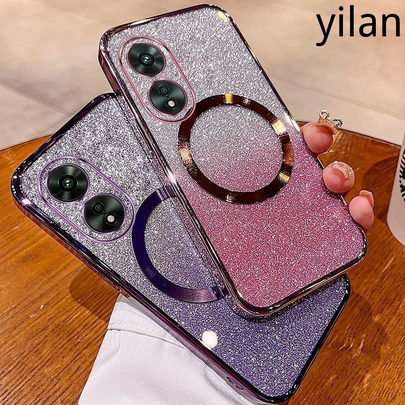 เคส OPPO A60 A38 A18 A58 A78 5G A98 5G A17 A17K A16K A16 A15S A15 เคสโทรศัพท์เคสโทรศัพท์แฟลชชุบแม่เหล็กชาร์จไร้สายพร้อมฟิล์มป้องกันกล้อง เคสโทรศัพท์ OPPO A60 A38 A18 A58 A78 5G A98 5G A17 A17K A16K A16 A15S A15