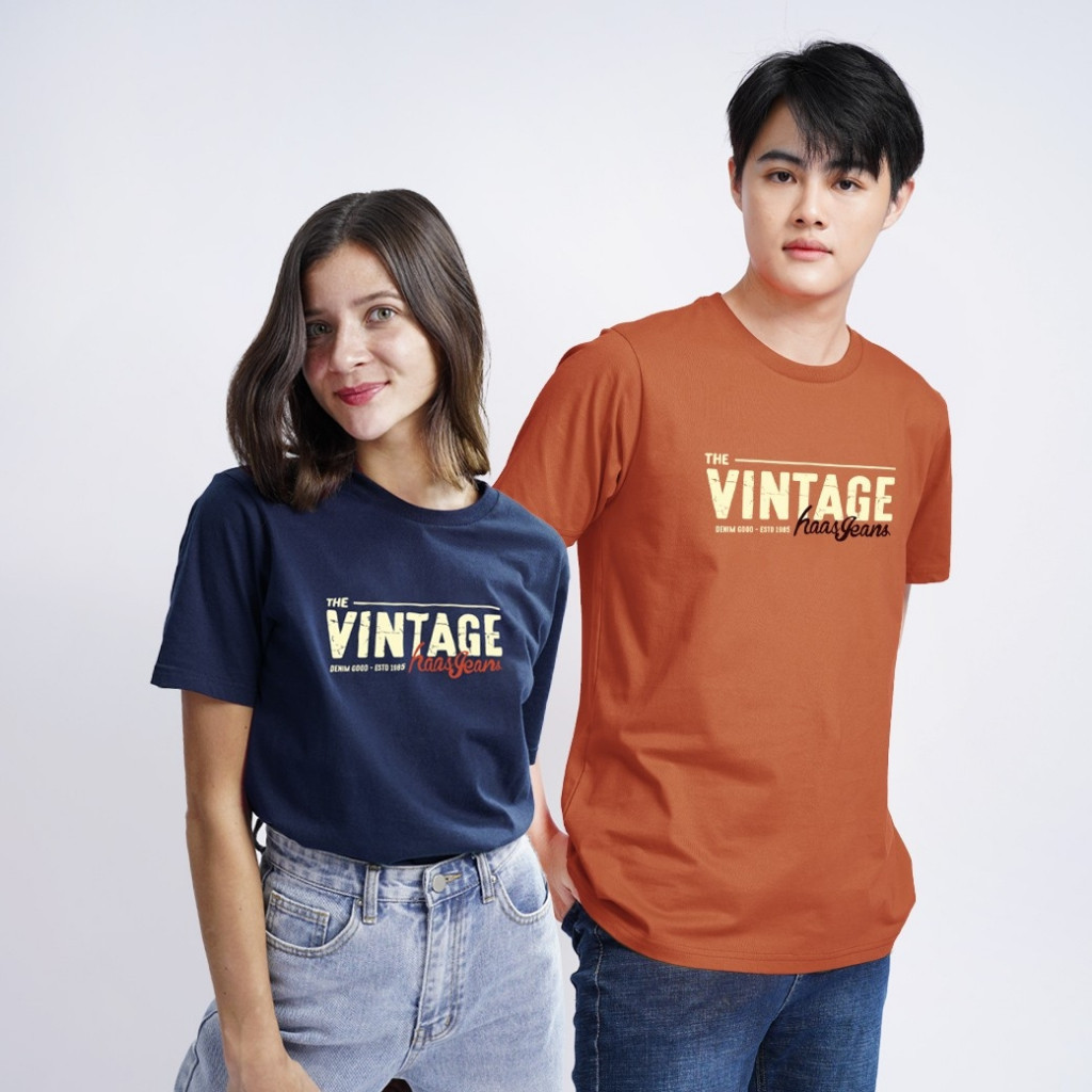 2024 haas เสื้อยืดแขนสั้น unisex ผู้ชาย ผู้หญิง ลายสกรีน The Vintage SBSK2559F (New)แฟชั่น