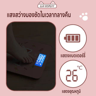 เครื่องชั่งลายการ์ตูน เครื่องชั่งน้ำหนักดิจิตอล แสดงค่าอุณหภูมิห้อง ชั่งได้0.01-180kg จอLED ความแม่นยำสูง แถมสายชาร์จUSB