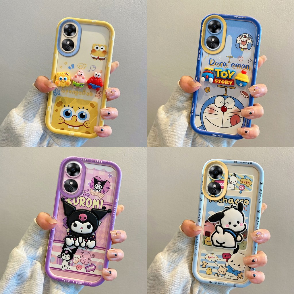 เคส OPPO A17 A17K ซิลิโคนตุ๊กตาป้องกันการวางโทรศัพท์กรณีป้องกัน