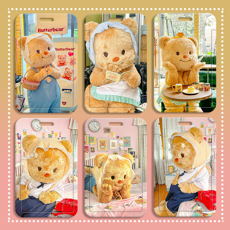 เนยหมีน่ารักนักเรียนสไลด์การ์ดเคสป้องกันการ์ดรถบัสเก็บ