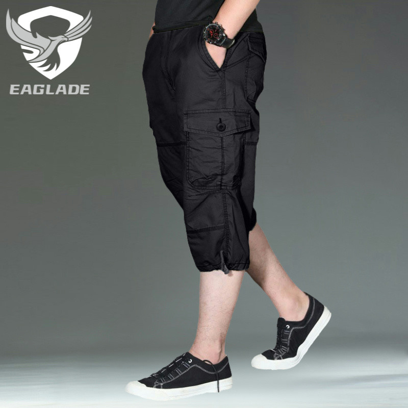 Eaglade กางเกงคาร์โก้ขาสั้นสําหรับผู้ชาย S7S สีดํา J10